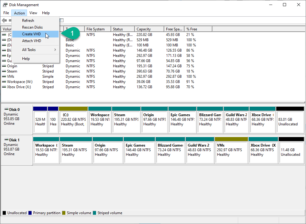 Create VHD Menu
