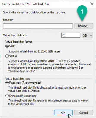 Create VHD Dialog